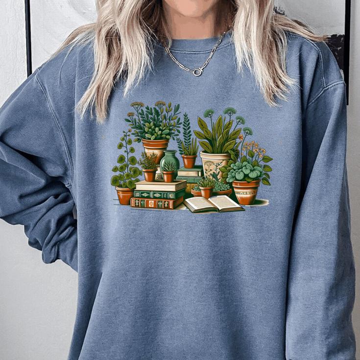 Botanical Garden Plants With Books Comfort Colors Sweatshirt
