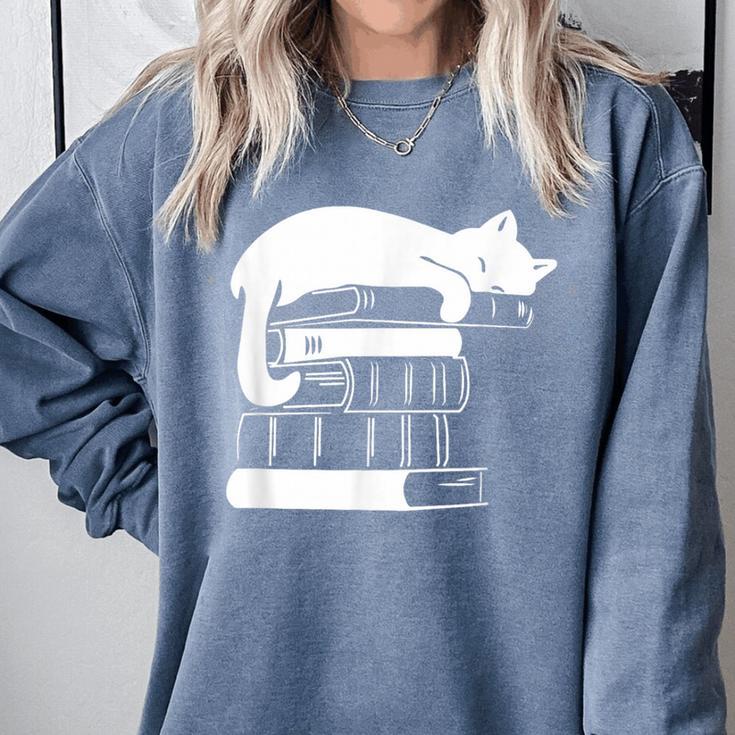 Cat Book Books And Cats Cat Lover Cat Mom Book Lovers Comfort Colors Sweatshirt Cat Book Books And Cats Cat Lover Cat Mom Book Lovers Comfort Colors Sweatshirt