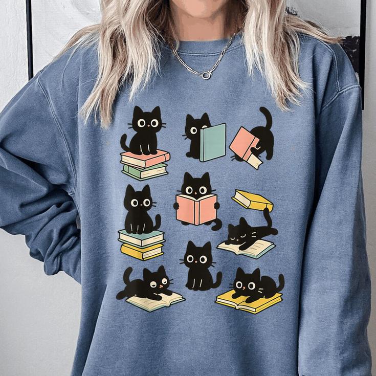 Cats Reading Books Cat Lover Comfort Colors Sweatshirt Cats Reading Books Cat Lover Comfort Colors Sweatshirt