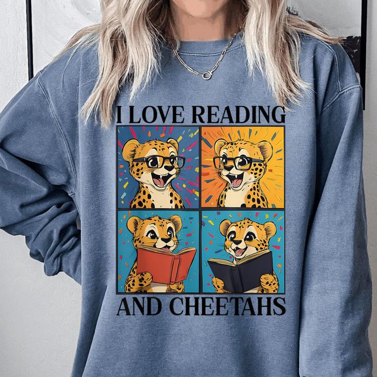 Cheetah Love Reading And Cheetahs Kids Bookworm Comfort Colors Sweatshirt Cheetah Love Reading And Cheetahs Kids Bookworm Comfort Colors Sweatshirt