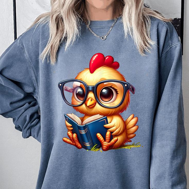 Chicken Reading a Book Farm Animal Chick Comfort Colors Sweatshirt