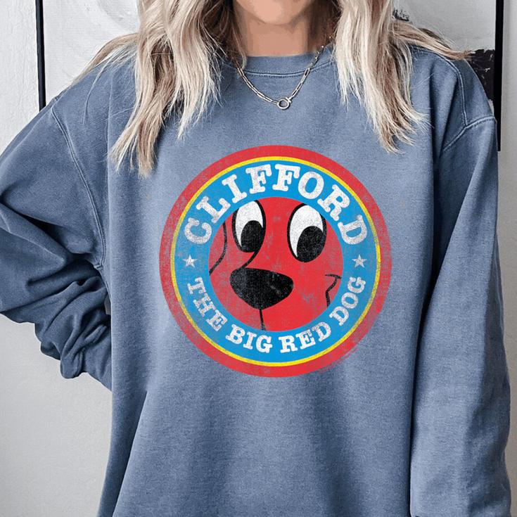 Clifford The Big Red Dog Round Distressed Logo Kids Books Comfort Colors Sweatshirt