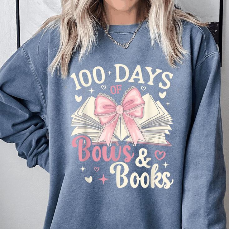 Coquette 100 Days Of Bows Books Reading 100th Day Of School Comfort Colors Sweatshirt Coquette 100 Days Of Bows Books Reading 100th Day Of School Comfort Colors Sweatshirt