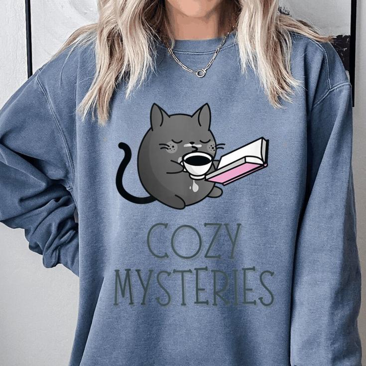 Cozy Mysteries Coffee And Novel For Book Lovers Comfort Colors Sweatshirt