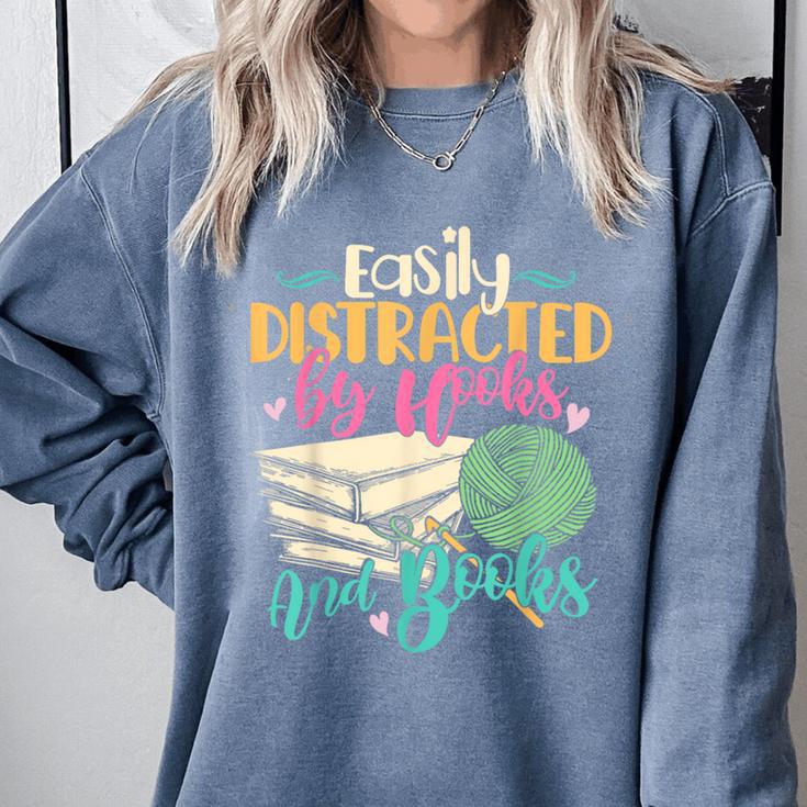 Crochet And Reading Crocheter Bookish Crocheting Book Lover Comfort Colors Sweatshirt