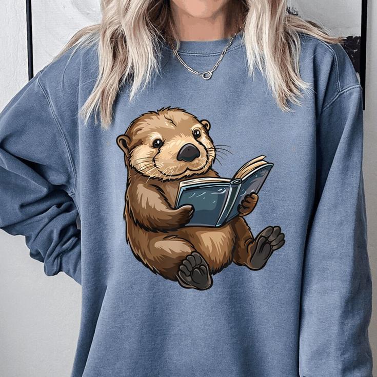 Cute Book Sea Otter Comfort Colors Sweatshirt