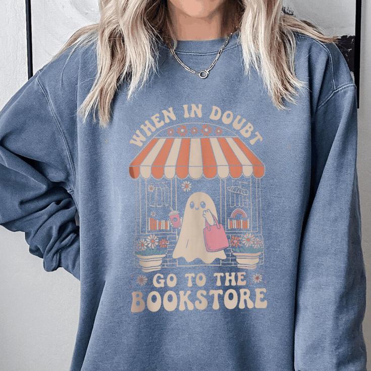 Cute Bookstore Ghost Retro Women Book Lovers Comfort Colors Sweatshirt Cute Bookstore Ghost Retro Women Book Lovers Comfort Colors Sweatshirt