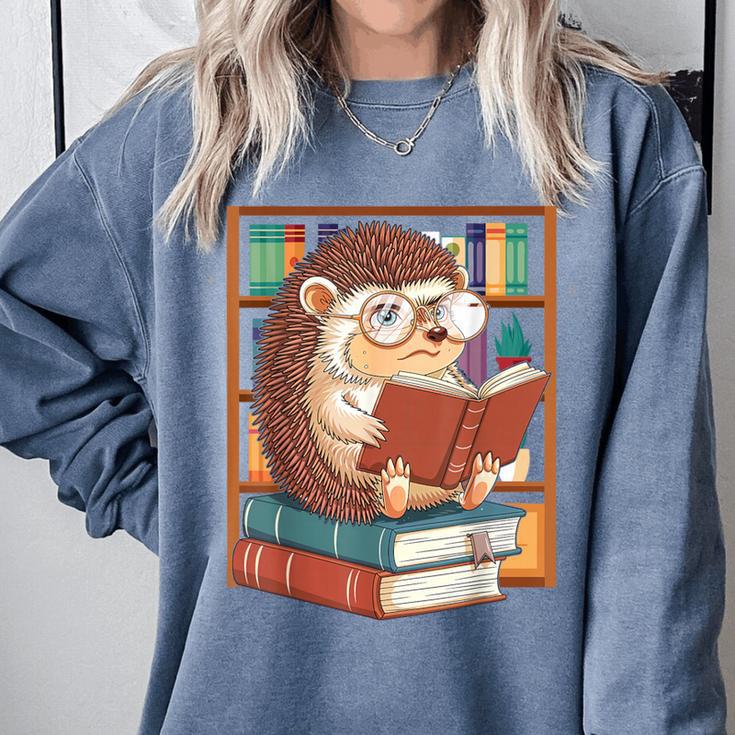 Cute Hedgehog Book Nerd Comfort Colors Sweatshirt