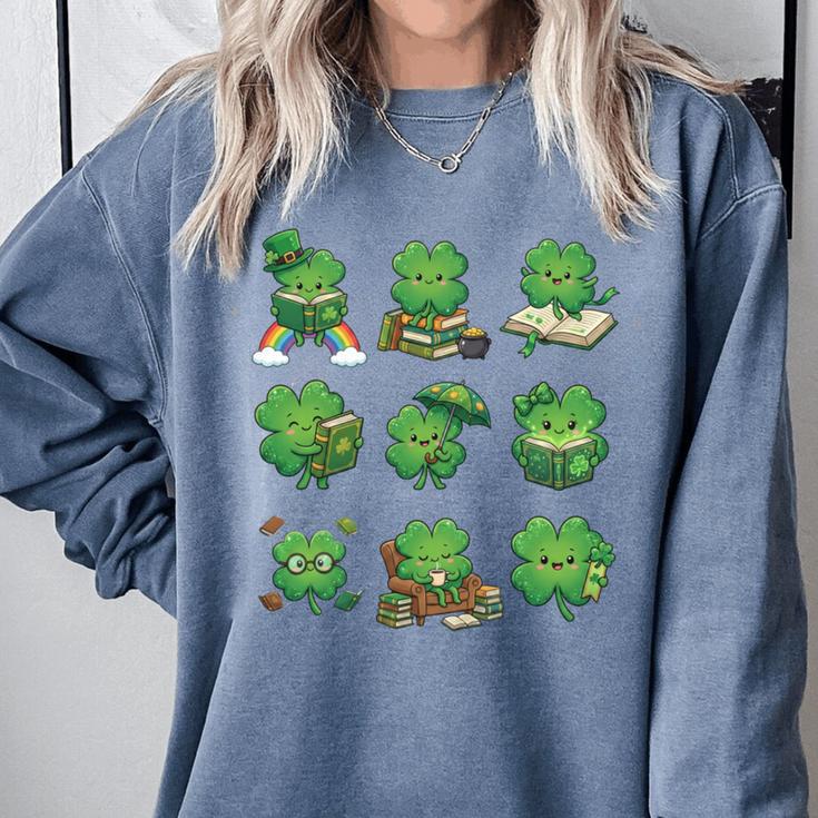 Cute Shamrock Reading St Patricks Day Teacher Book Lovers Comfort Colors Sweatshirt Cute Shamrock Reading St Patricks Day Teacher Book Lovers Comfort Colors Sweatshirt