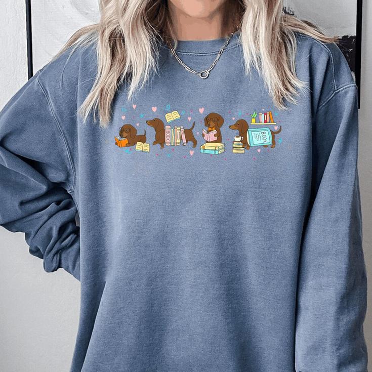 Dachshund Book Lover Reading Wiener Dog 100 Days Of School Comfort Colors Sweatshirt