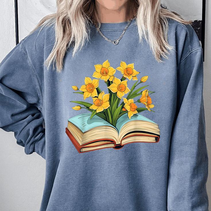 Daffodils Flowers Book Floral Comfort Colors Sweatshirt