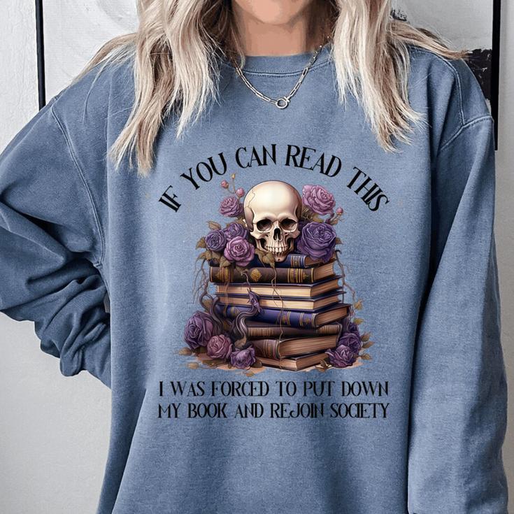 Dark Romance Merch I Put Down My Book Lover Spicy Skeleton Comfort Colors Sweatshirt