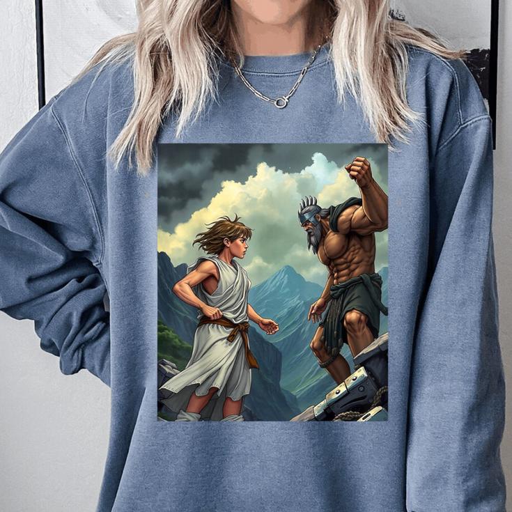 David And Goliath Bible Book Of Samuel King David Comic Comfort Colors Sweatshirt