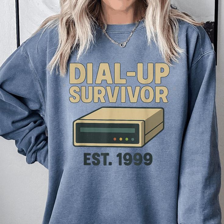 Dial Up Survivor Retro 90s Internet Nostalgia Comfort Colors Sweatshirt