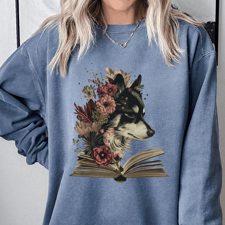 Dog Book Flower Comfort Colors Sweatshirt