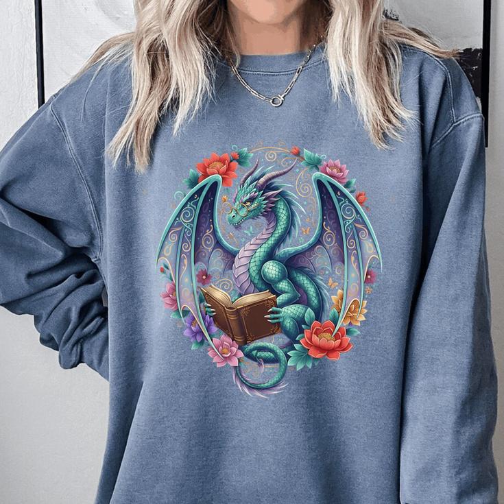 Dragon Reading Book Girls Kids Bookworm Book Lover Comfort Colors Sweatshirt Dragon Reading Book Girls Kids Bookworm Book Lover Comfort Colors Sweatshirt