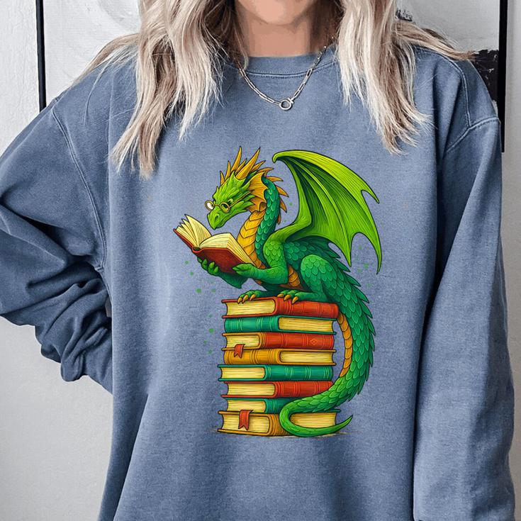 Dragon Reading Books Matching Bookworm Readers Librarian Comfort Colors Sweatshirt