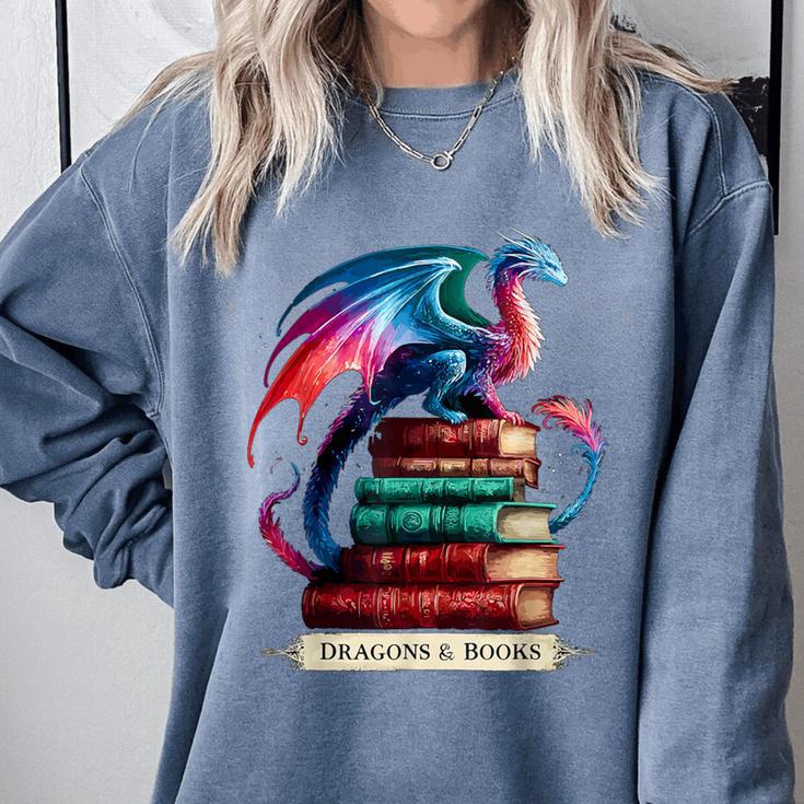 Dragons And Books Dragonworm Book Lover Reading Comfort Colors Sweatshirt Dragons And Books Dragonworm Book Lover Reading Comfort Colors Sweatshirt