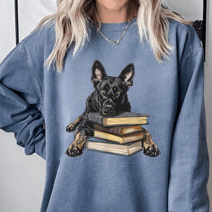 Dutch Shepherd Books Reading Dog Breed Graphic Comfort Colors Sweatshirt