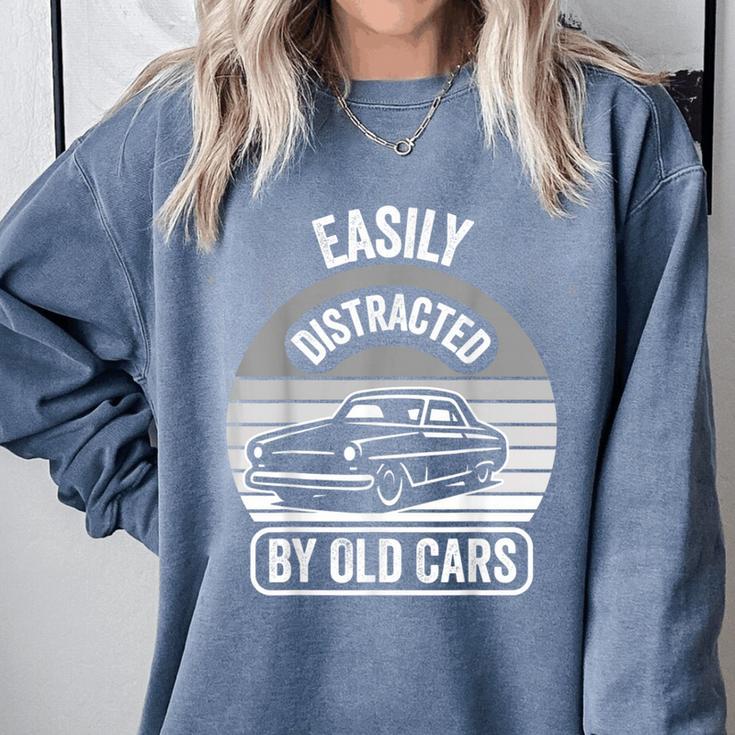 Easily Distracted By Old Cars Graphic Nostalgia Comfort Colors Sweatshirt