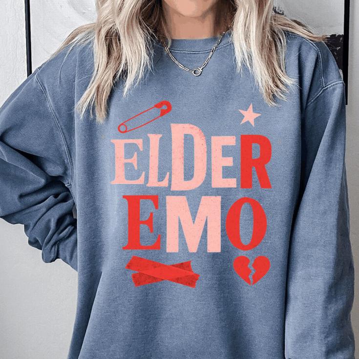Elder Emo Retro Punk Typography Nostalgia Premium Tri-Blend Comfort Colors Sweatshirt