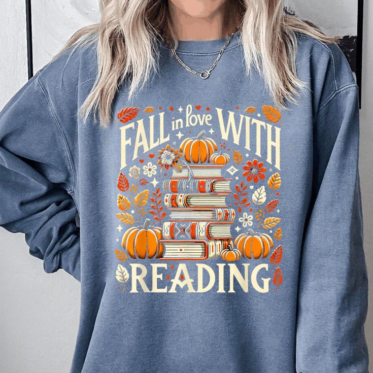 Fall In Love With Reading Book Autumn Pumpkins And Teachers Comfort Colors Sweatshirt Fall In Love With Reading Book Autumn Pumpkins And Teachers Comfort Colors Sweatshirt