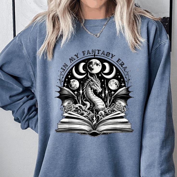 In My Fantasy Era Books Dragon & Moon Bookish Bookworm Comfort Colors Sweatshirt In My Fantasy Era Books Dragon & Moon Bookish Bookworm Comfort Colors Sweatshirt