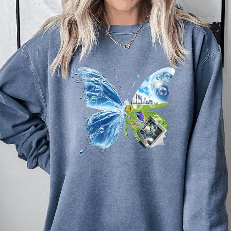 Frutiger Aero Aesthetic Butterfly Computer Fishes Scenery Comfort Colors Sweatshirt Frutiger Aero Aesthetic Butterfly Computer Fishes Scenery Comfort Colors Sweatshirt