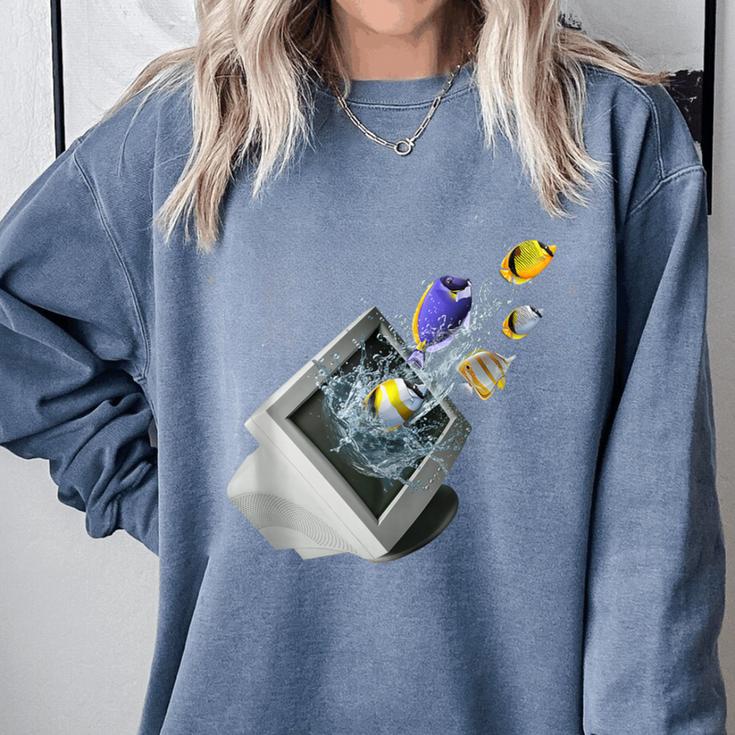 Frutiger Aero Aesthetic Tech Computer Aquarium Fishes Comfort Colors Sweatshirt Frutiger Aero Aesthetic Tech Computer Aquarium Fishes Comfort Colors Sweatshirt