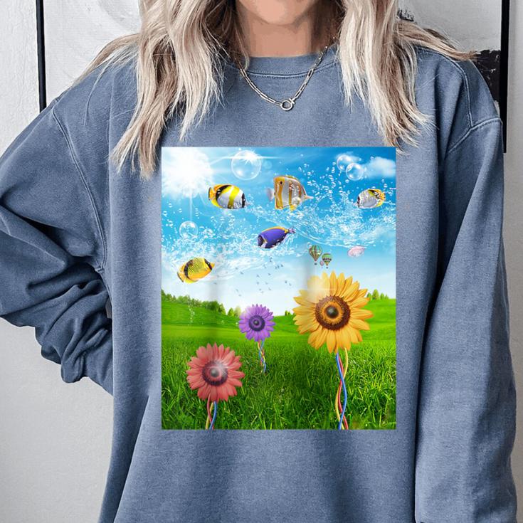 Frutiger Aero Aesthetic Tech Scenery Fishes Sunflower Raglan Baseball Tee Comfort Colors Sweatshirt Frutiger Aero Aesthetic Tech Scenery Fishes Sunflower Raglan Baseball Tee Comfort Colors Sweatshirt