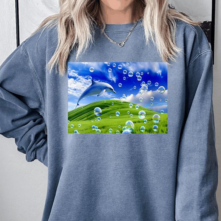 Frutiger Aero Dolphin Meadow Aesthetic Y2k 2000s Ironic Comfort Colors Sweatshirt Frutiger Aero Dolphin Meadow Aesthetic Y2k 2000s Ironic Comfort Colors Sweatshirt