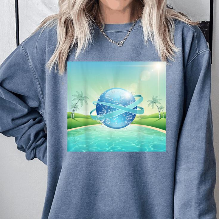Frutiger Aero Y2k Aesthetic Palm Trees Cyber Beach World Comfort Colors Sweatshirt