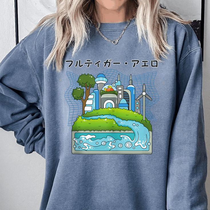 Future City Wind Power Frutiger Aero Y2K Style Ocean Comfort Colors Sweatshirt Future City Wind Power Frutiger Aero Y2K Style Ocean Comfort Colors Sweatshirt
