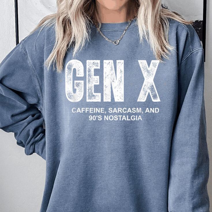 Gen X Caffeine Sarcasm 90s Nostalgia Men Women Graphic Comfort Colors Sweatshirt