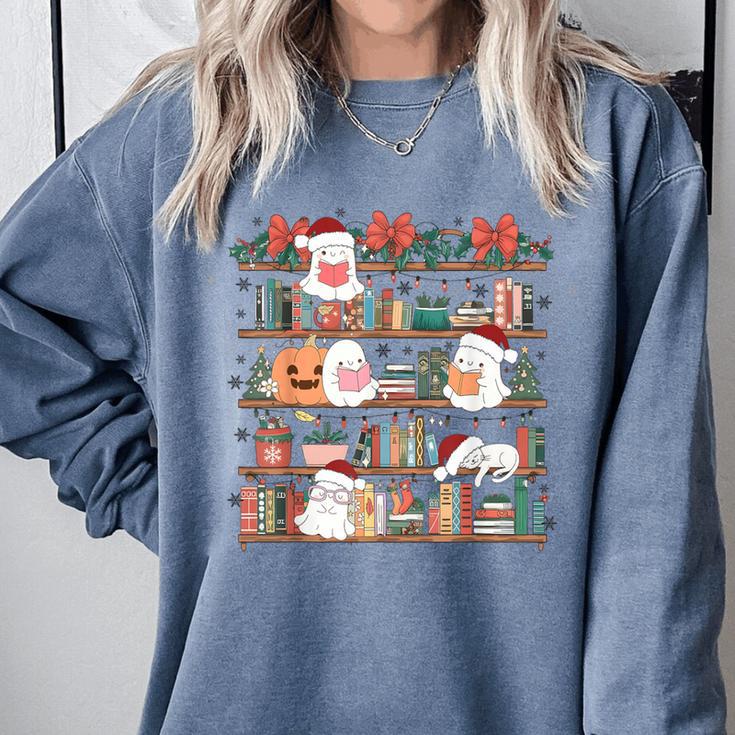 Ghost Christmas Reading Book Lover Library Christmas Teacher Comfort Colors Sweatshirt Ghost Christmas Reading Book Lover Library Christmas Teacher Comfort Colors Sweatshirt