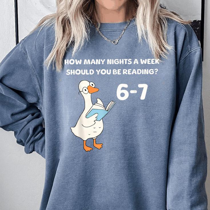 Goose Reading 67 Six Seven Meme Teacher Book Lover Comfort Colors Sweatshirt