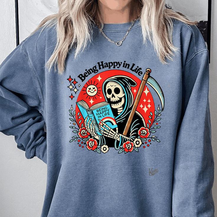 Grim Reaper Reads a Book Comfort Colors Sweatshirt