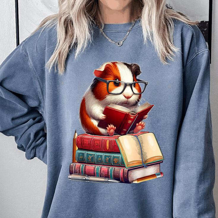 Guinea Pig Reading Books Matching Bookworm Readers Librarian Comfort Colors Sweatshirt