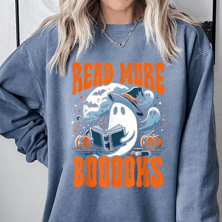 Halloween Book Lover Ghost Boo Pun Read More Boooks Comfort Colors Sweatshirt
