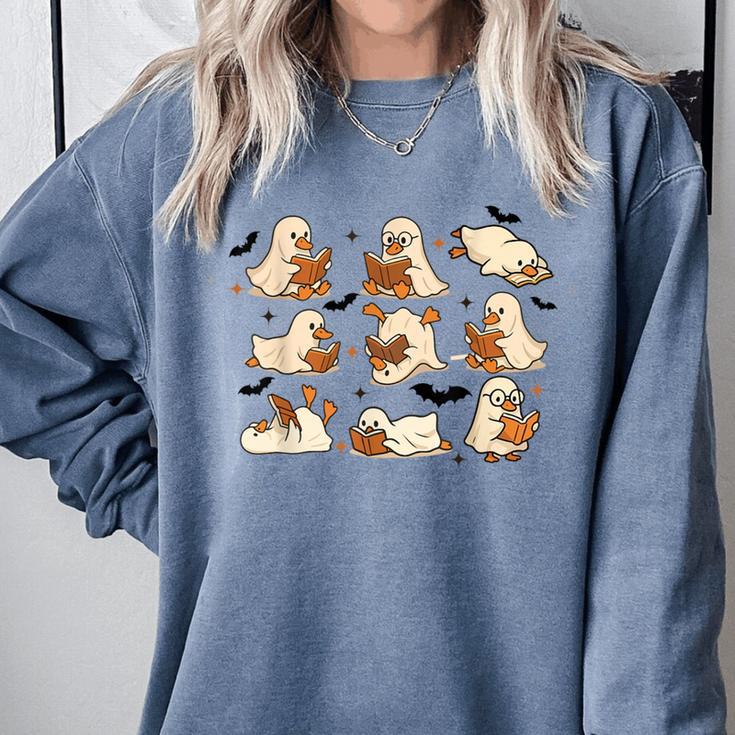 Halloween Ghost Book Lover Comfort Colors Sweatshirt