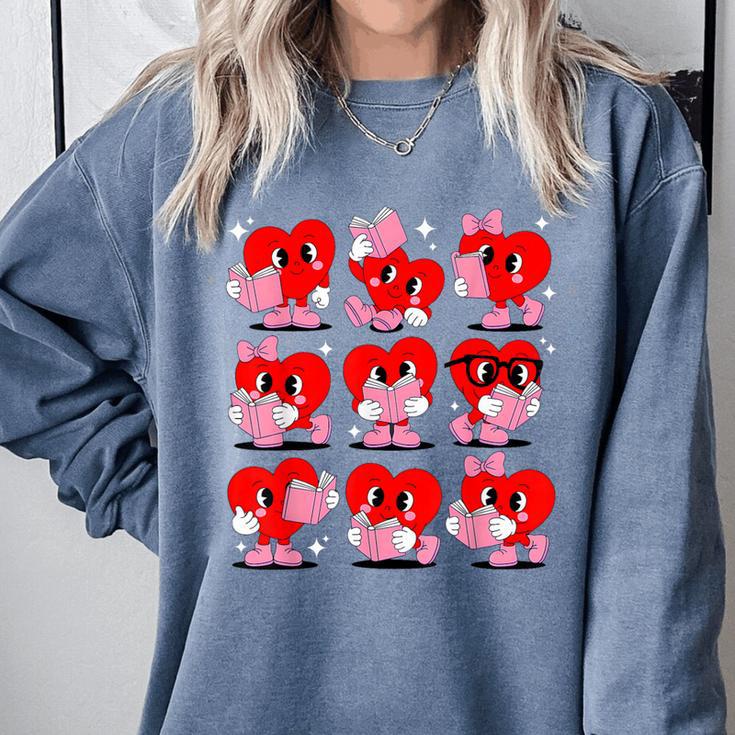 Heart Reading Books Valentine Teacher Boys Girls Book Lover Comfort Colors Sweatshirt Heart Reading Books Valentine Teacher Boys Girls Book Lover Comfort Colors Sweatshirt
