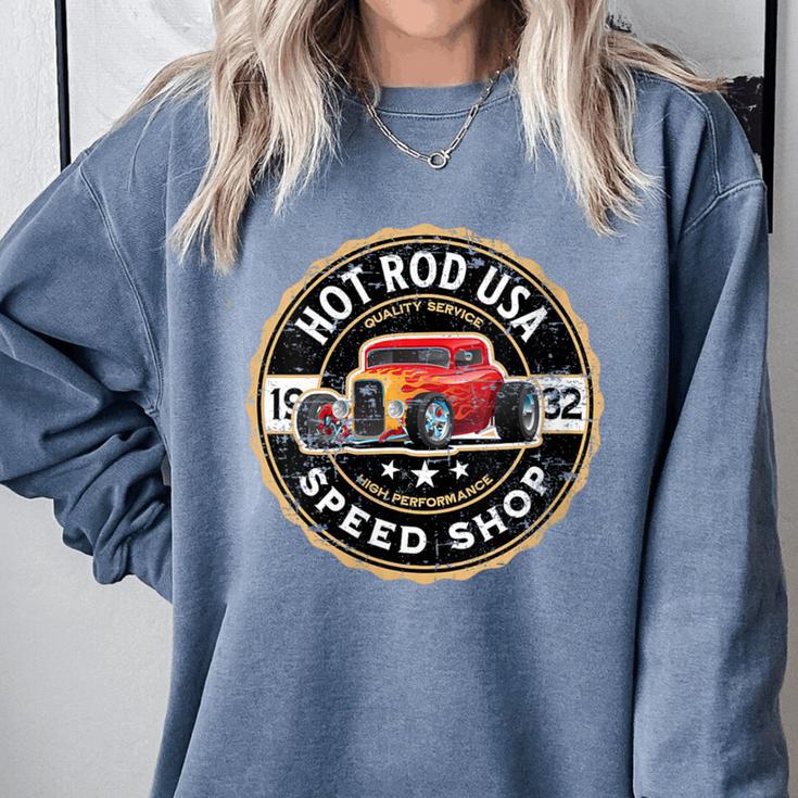 Hotrod Custom Car Automotive Nostalgia Distressed Comfort Colors Sweatshirt