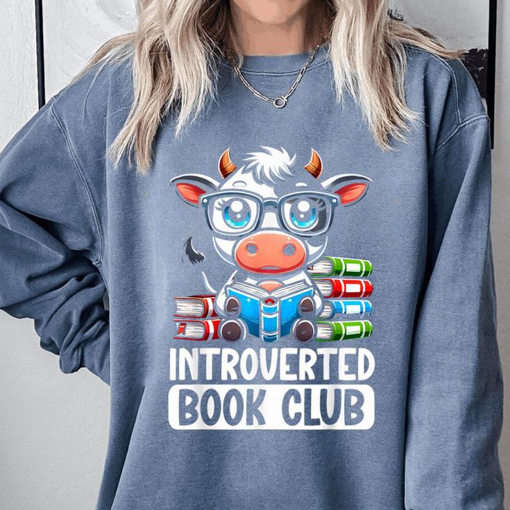 Introverted Book Club Reading Lover Cow Comfort Colors Sweatshirt
