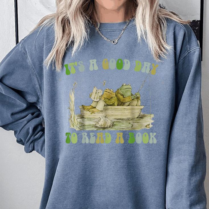It's A Good Day To Read A Book Shirt Frog Reading Book Comfort Colors Sweatshirt