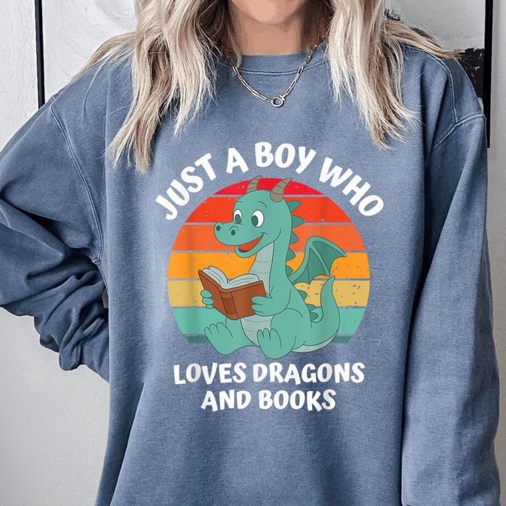Just A Boy Who Loves Dragons And Books Kids Toddler Baby 5T Comfort Colors Sweatshirt