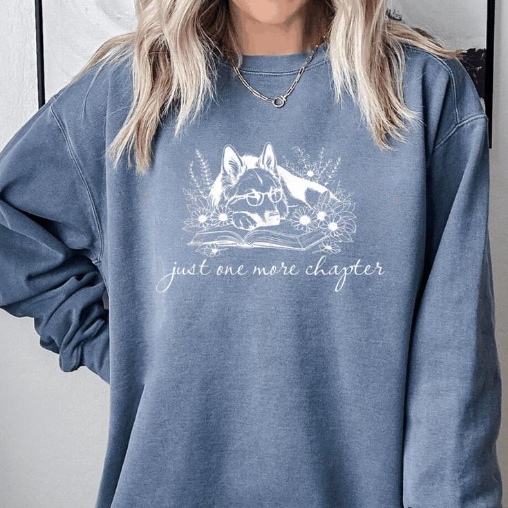 Just One More Chapter Dog German Shepherd Book Lover Comfort Colors Sweatshirt