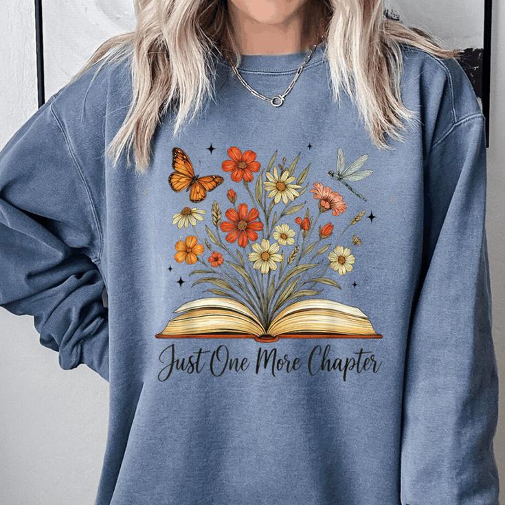 Just One More Chapter Open Book Flowers Comfort Colors Sweatshirt