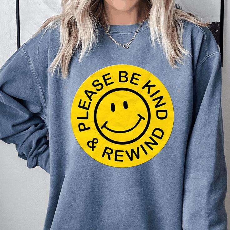 Be Kind Rewind Shirt Retro Nostalgia Sticker 80s 90s Tee Premium Tri-Blend Comfort Colors Sweatshirt