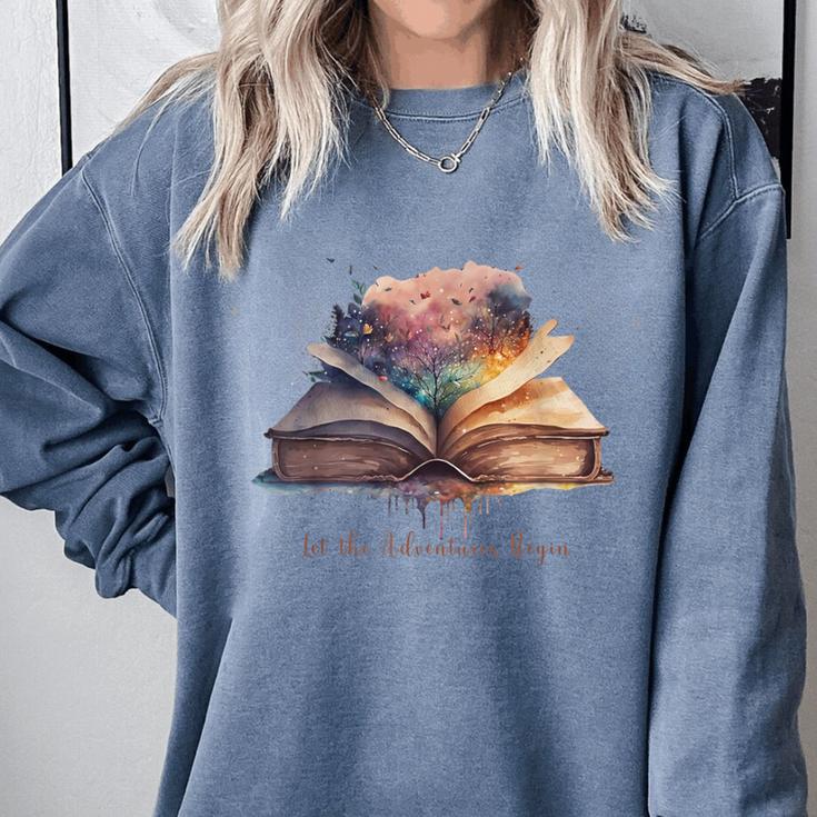 Let The Adventures Begin Book Lovers Magical Whimsical Art Comfort Colors Sweatshirt