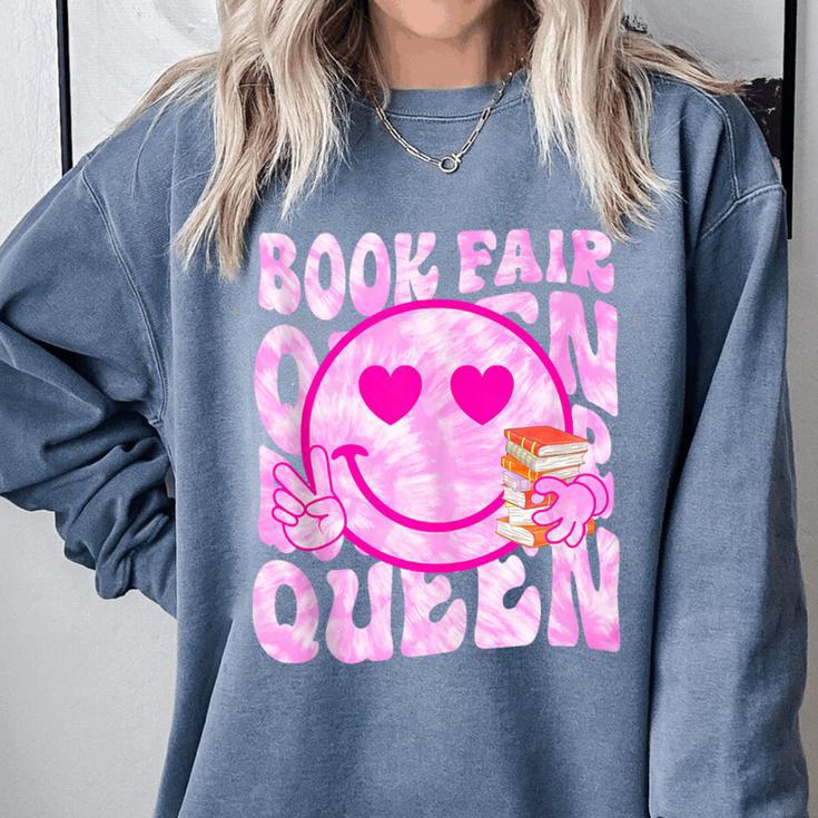 Library Book Fair Queen Vibe Groovy Tie Dye School Reading Comfort Colors Sweatshirt